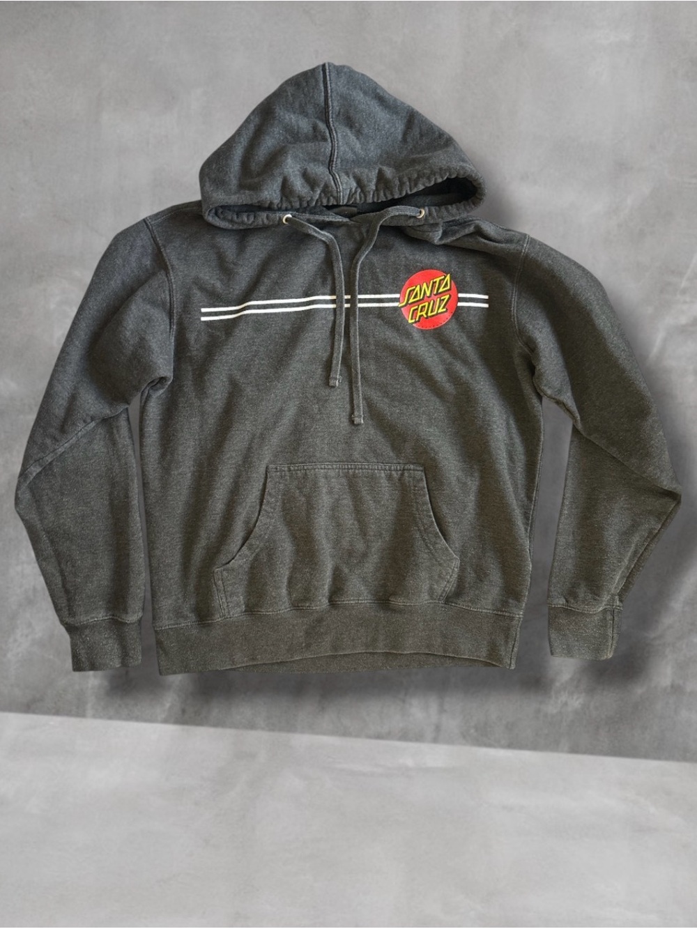 Santa Cruz Skateboards Charcoal Gray Logo Pullover Hoodie Size Small